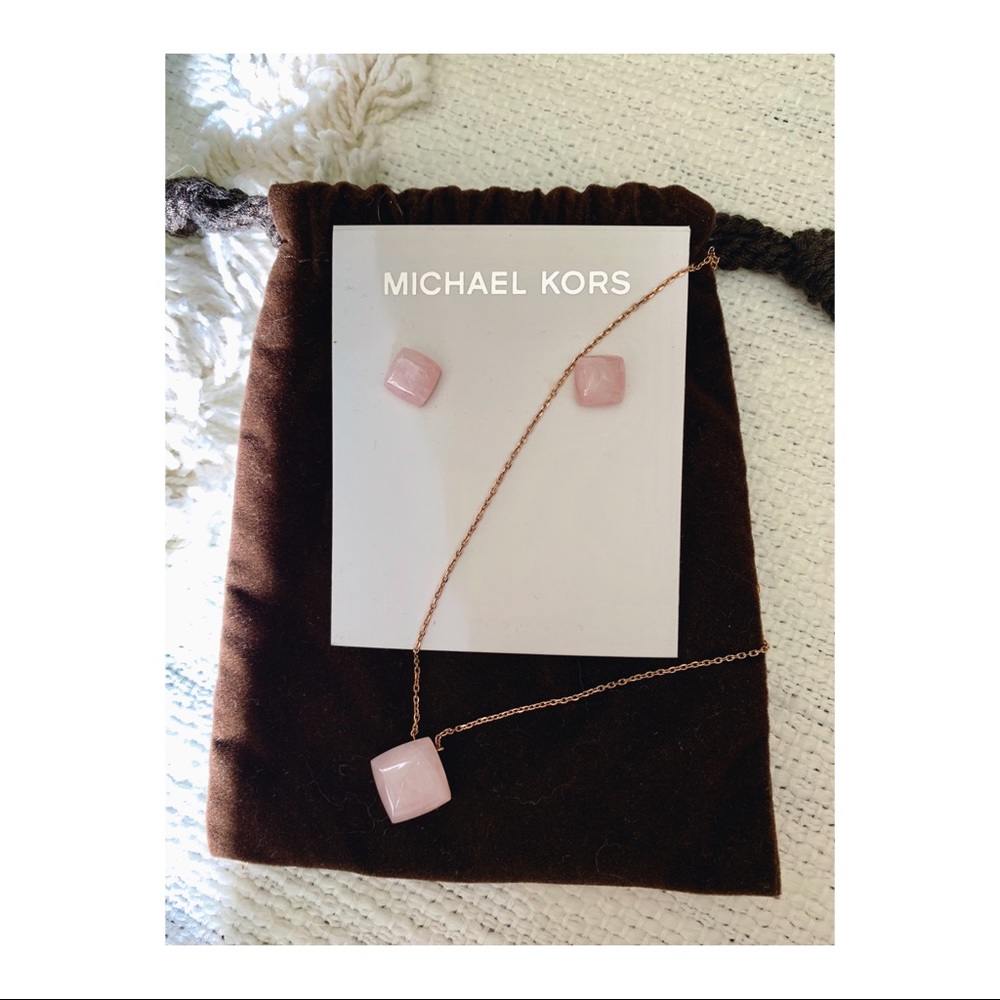 Michael Kors Blush Pyramid Necklace/Earrings